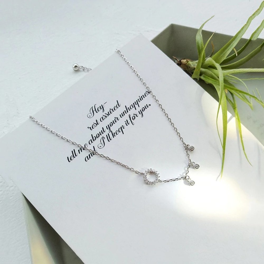 *NEW 925 Sterling Silver Diamond Circle Anklet A - Picture 2 of 11